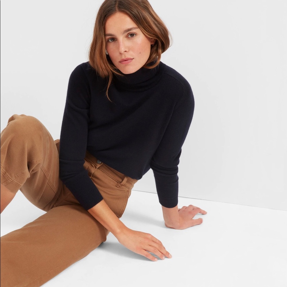 Everlane cashmere turtleneck dark navy